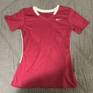 Maroon Nike jersey workout tee